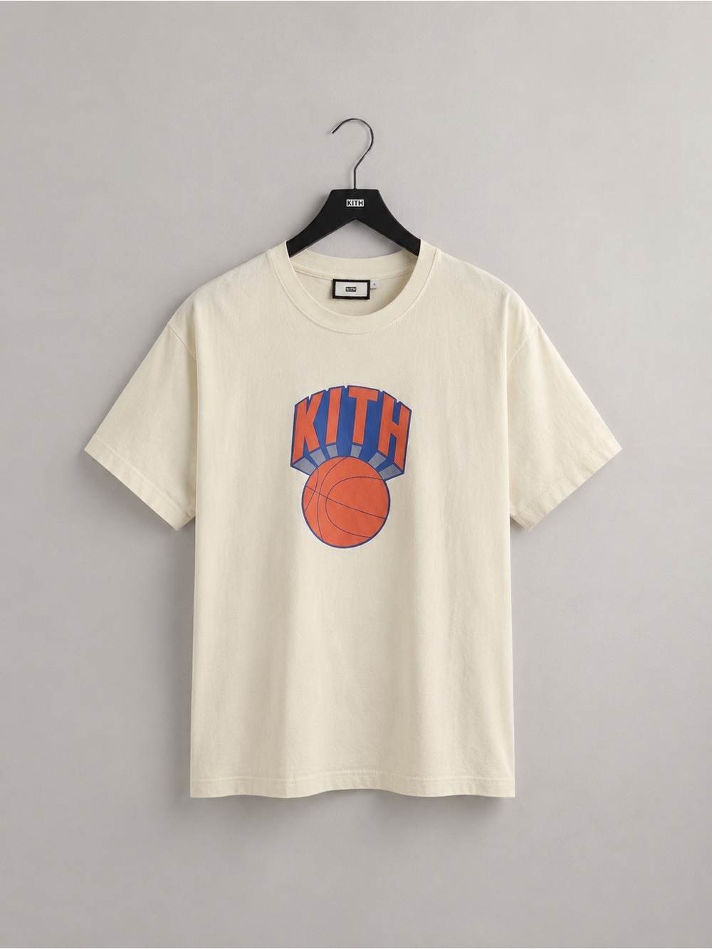 Kith Cream Tee with Orange & Blue Basketball Graphic
